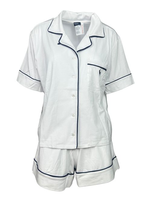 camicia donna e short in jersey bianco e blu Ralph Lauren | 4P0231WHITE